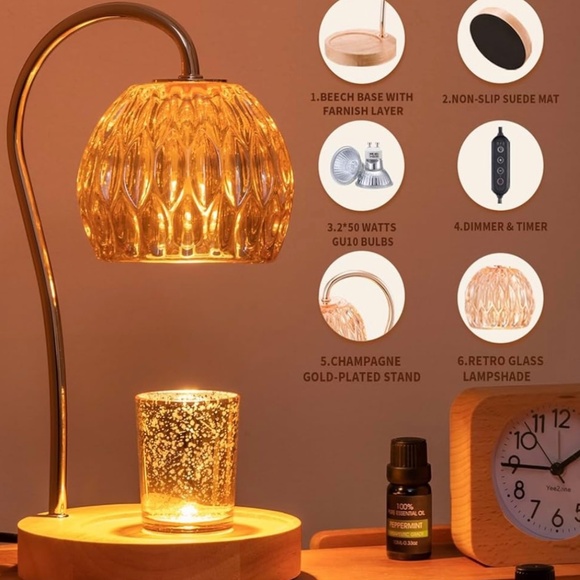 NIB Bealuxur Candle/Wax Melt Warmer Lamp w. 2 Bulbs,Timer & Dimmer - Picture 14 of 14